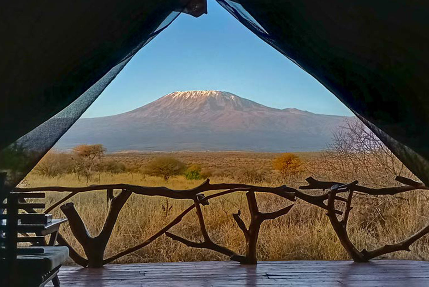 A tent view of Mt Kilimanjaro
